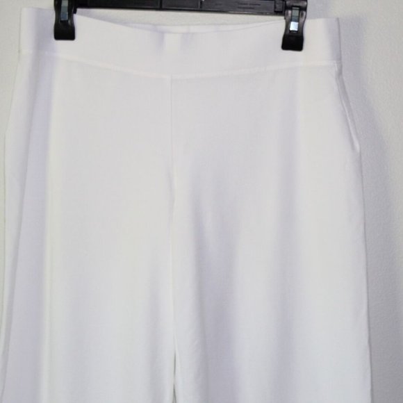 Eileen Fisher Wide Leg Stretch Crepe Pants Off White Washable Size Medium H13525 - Picture 4 of 10
